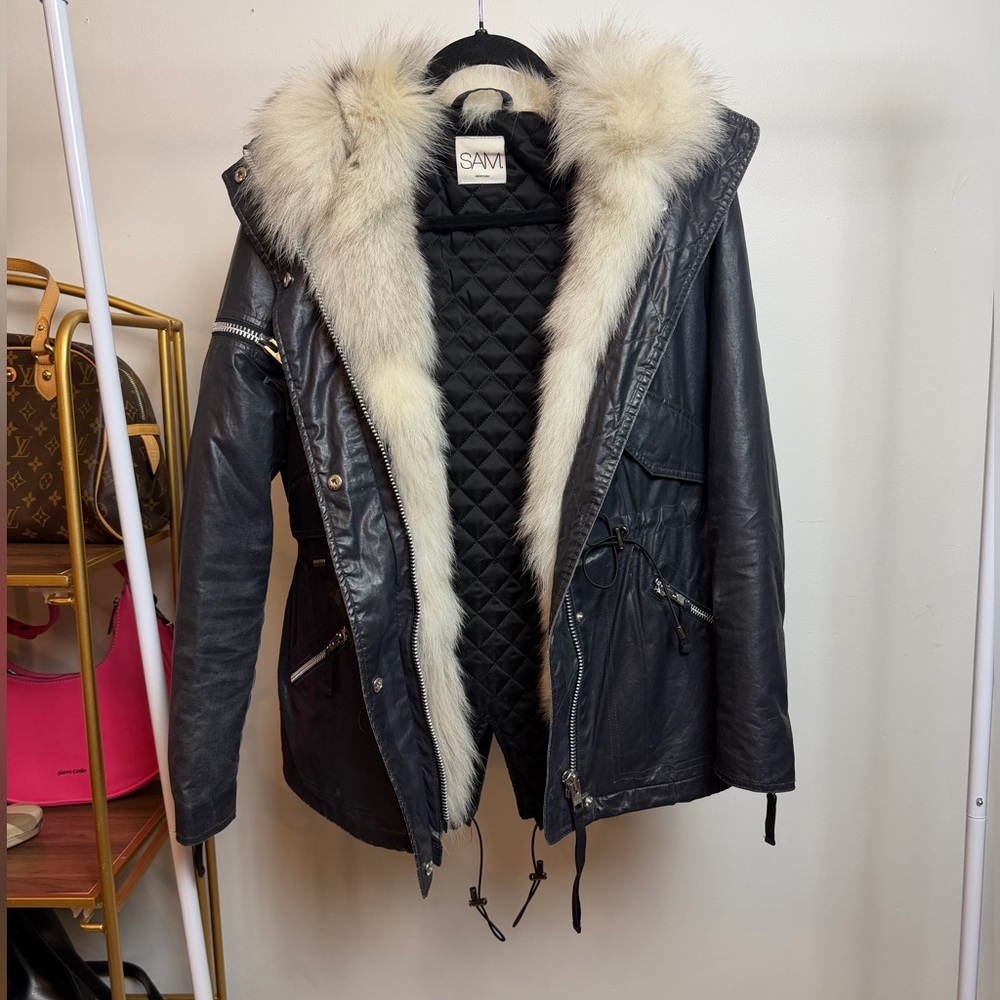 SAM. New York Rare Early 2010s Layered Parka with Genuine Finnish White Fox Fur